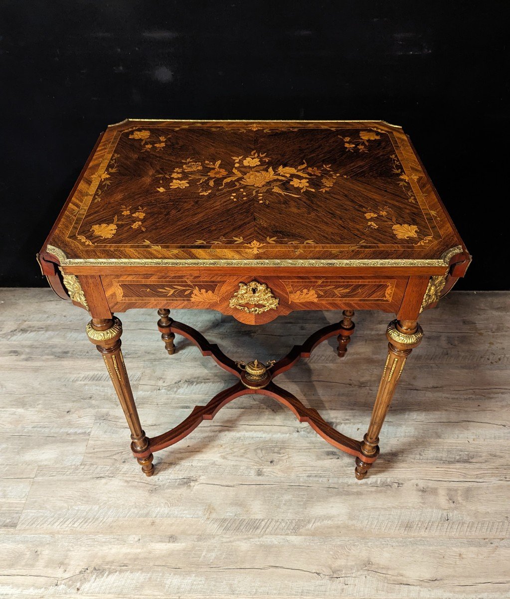 Napoleon III Inlaid Middle Table With Flaps-photo-3