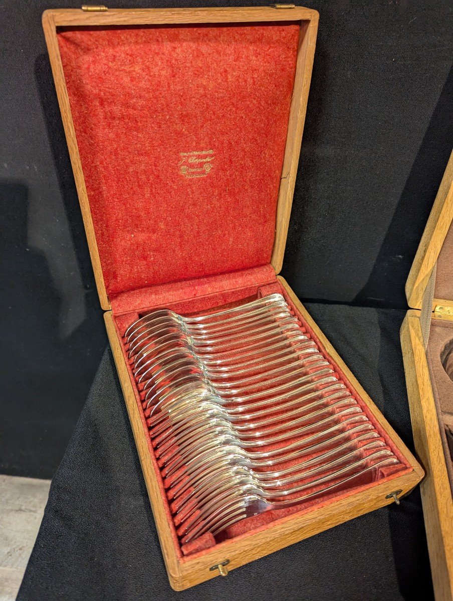 Silver Metal Cutlery Set From The Christophe Brand, Japan Model-photo-3