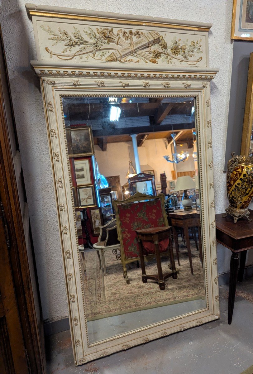 Large Napoleon III Trumeau With Sculpted Floral Decor-photo-2