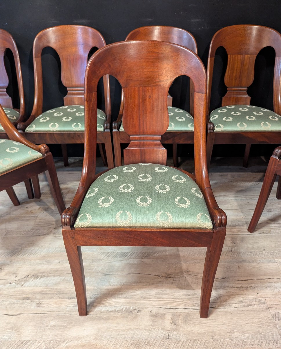 Set Of 8 Empire Mahogany Gondola Chairs-photo-3