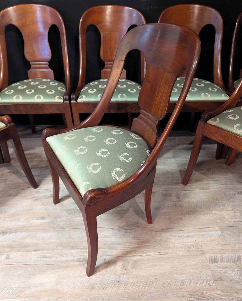 Set Of 8 Empire Mahogany Gondola Chairs-photo-4