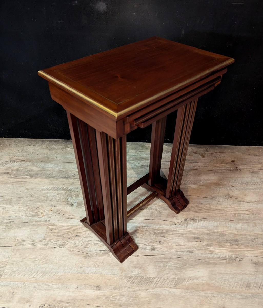 Série de 4 tables gigognes de style Louis XVI-photo-2