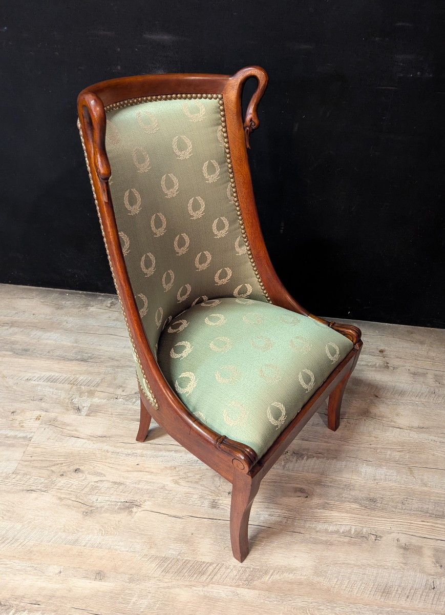 Pair Of Empire Style Mahogany Fireside Chairs-photo-2