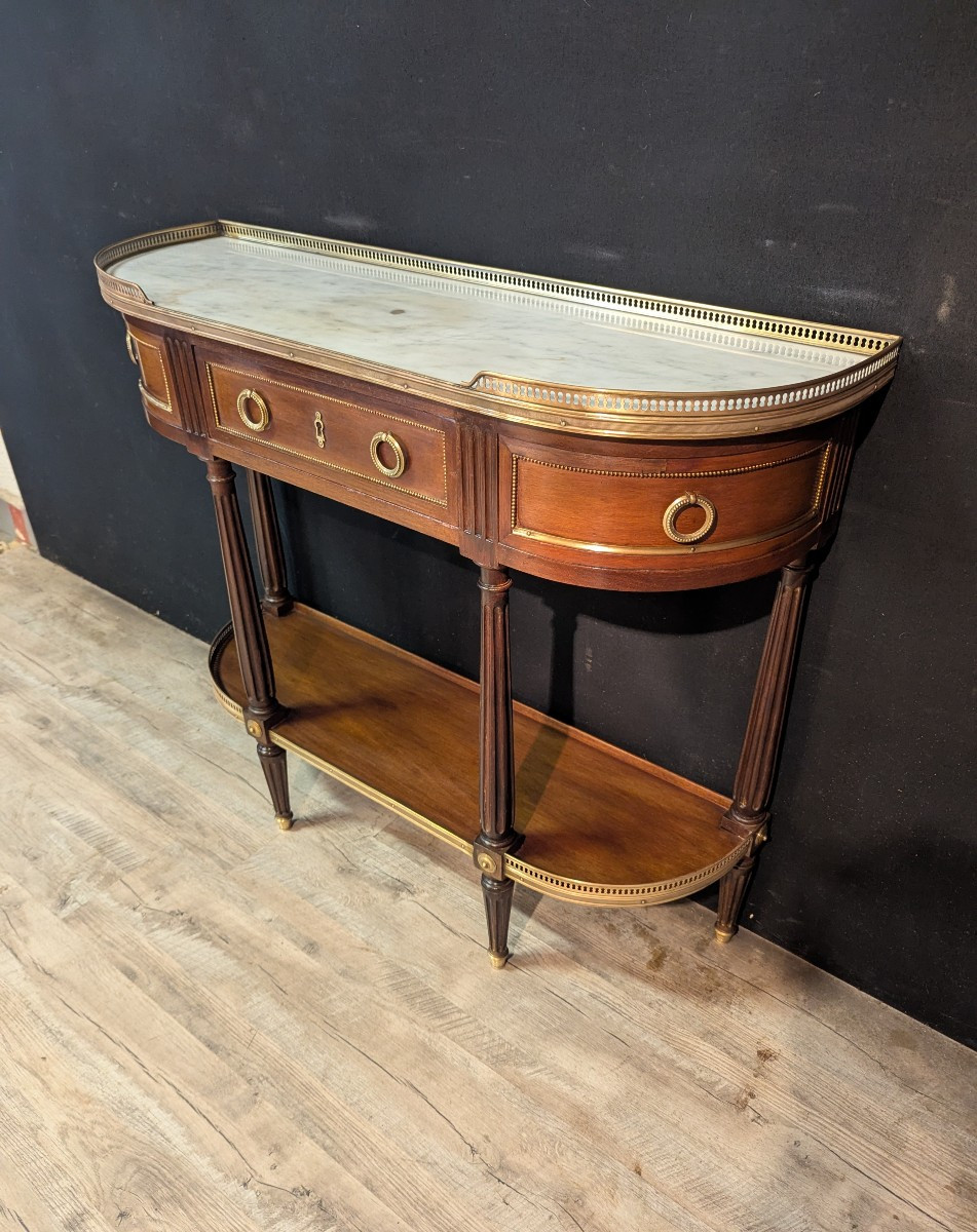 Console demi-lune de Louis XVI en acajou-photo-3