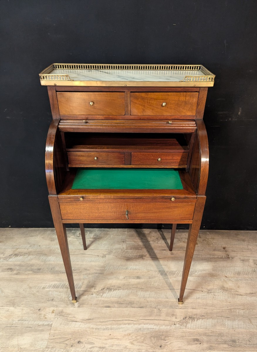 Louis XVI Style Cylinder Desk In Mahogany-photo-4