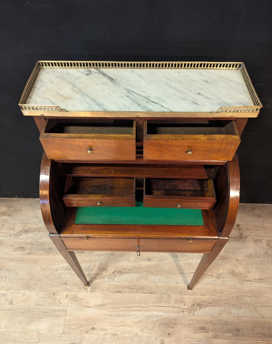 Louis XVI Style Cylinder Desk In Mahogany-photo-2