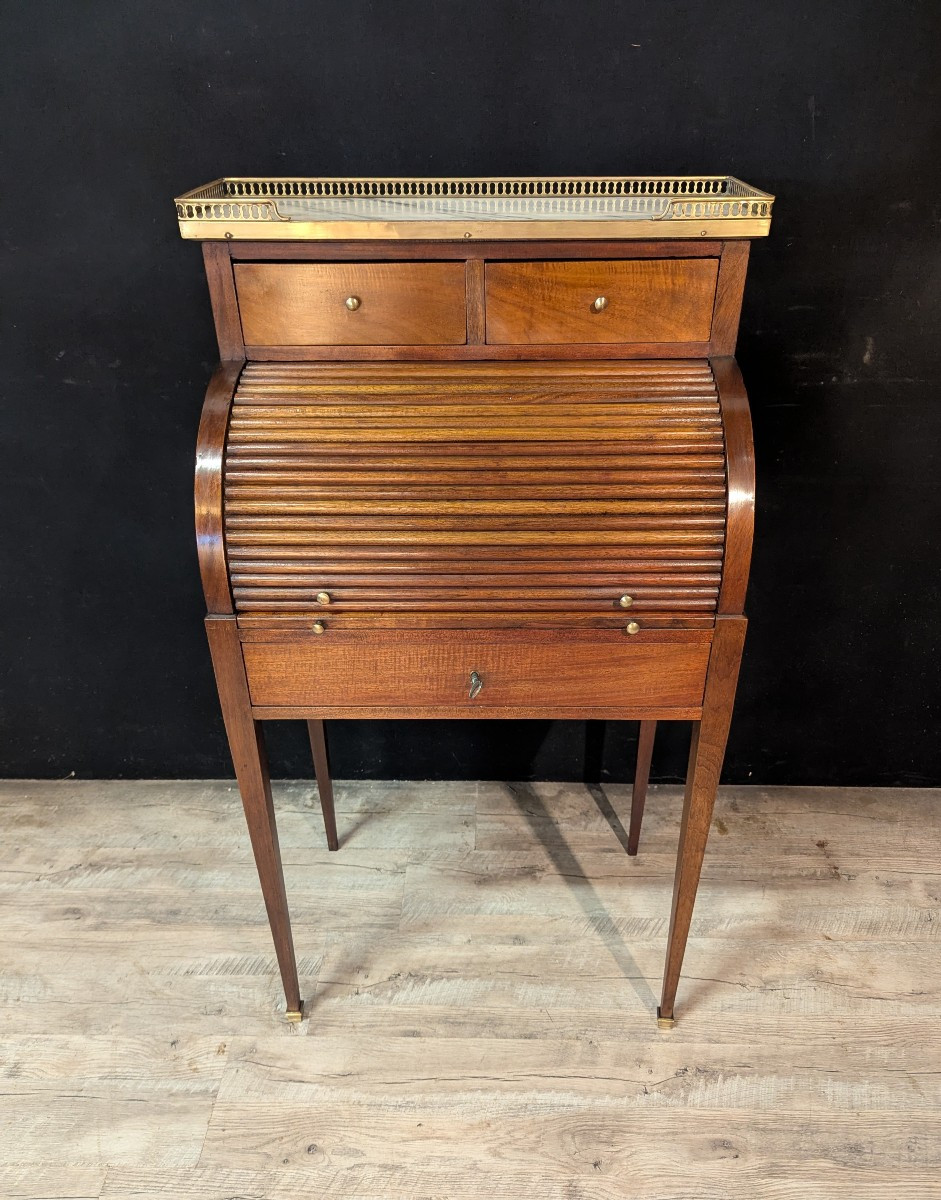 Louis XVI Style Cylinder Desk In Mahogany