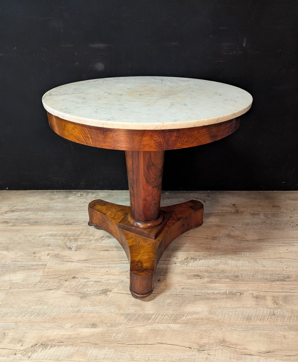 Empire Mahogany And Marble Pedestal Table-photo-3