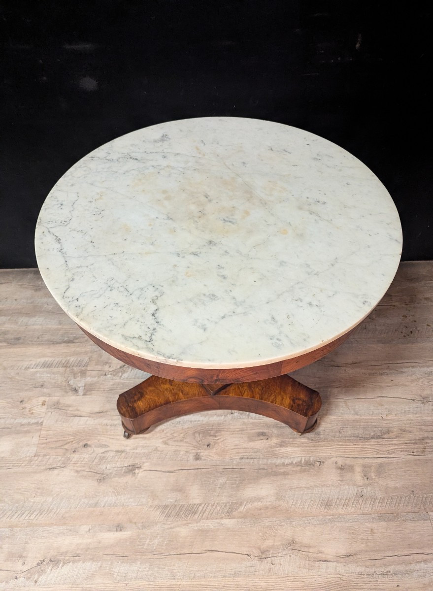 Empire Mahogany And Marble Pedestal Table-photo-4