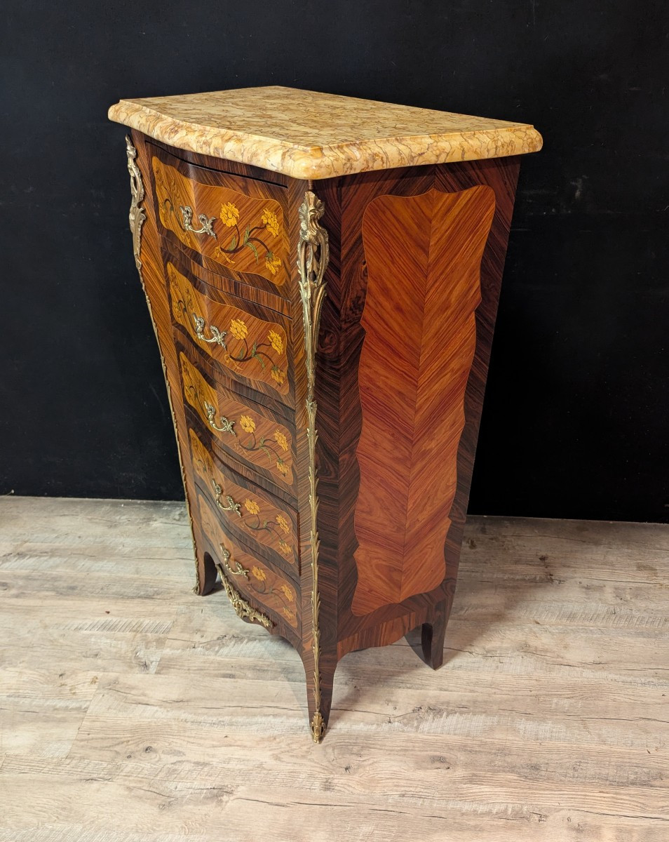 Louis XV Style Marquetry Chest Of Drawers-photo-2