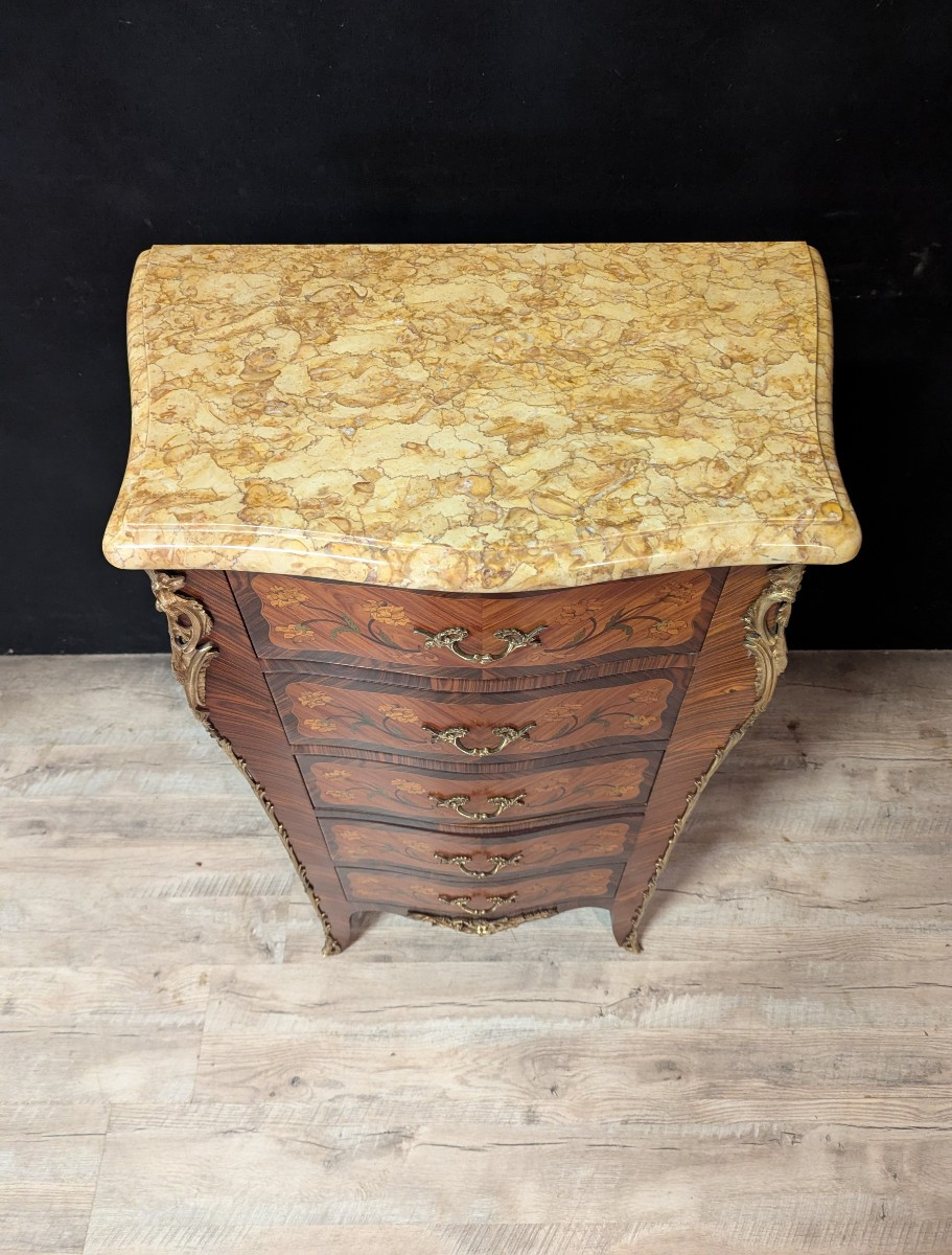 Louis XV Style Marquetry Chest Of Drawers-photo-1