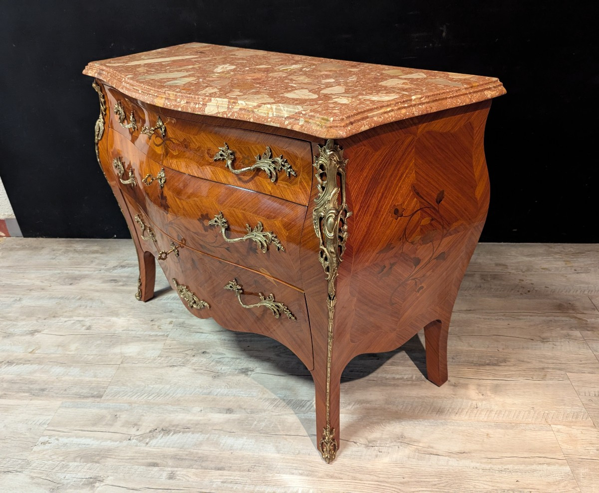 Commode marquetée style Louis XV-photo-2