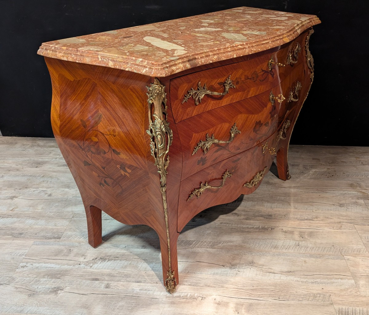 Commode marquetée style Louis XV-photo-3