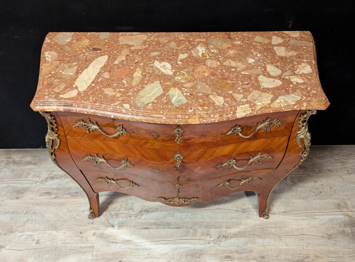 Commode marquetée style Louis XV-photo-4