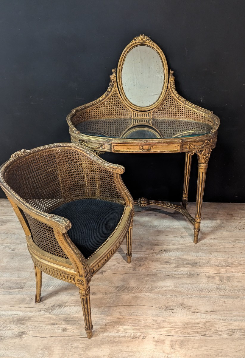 Louis XVI Style Dressing Table And Armchair – 19th Century-photo-2
