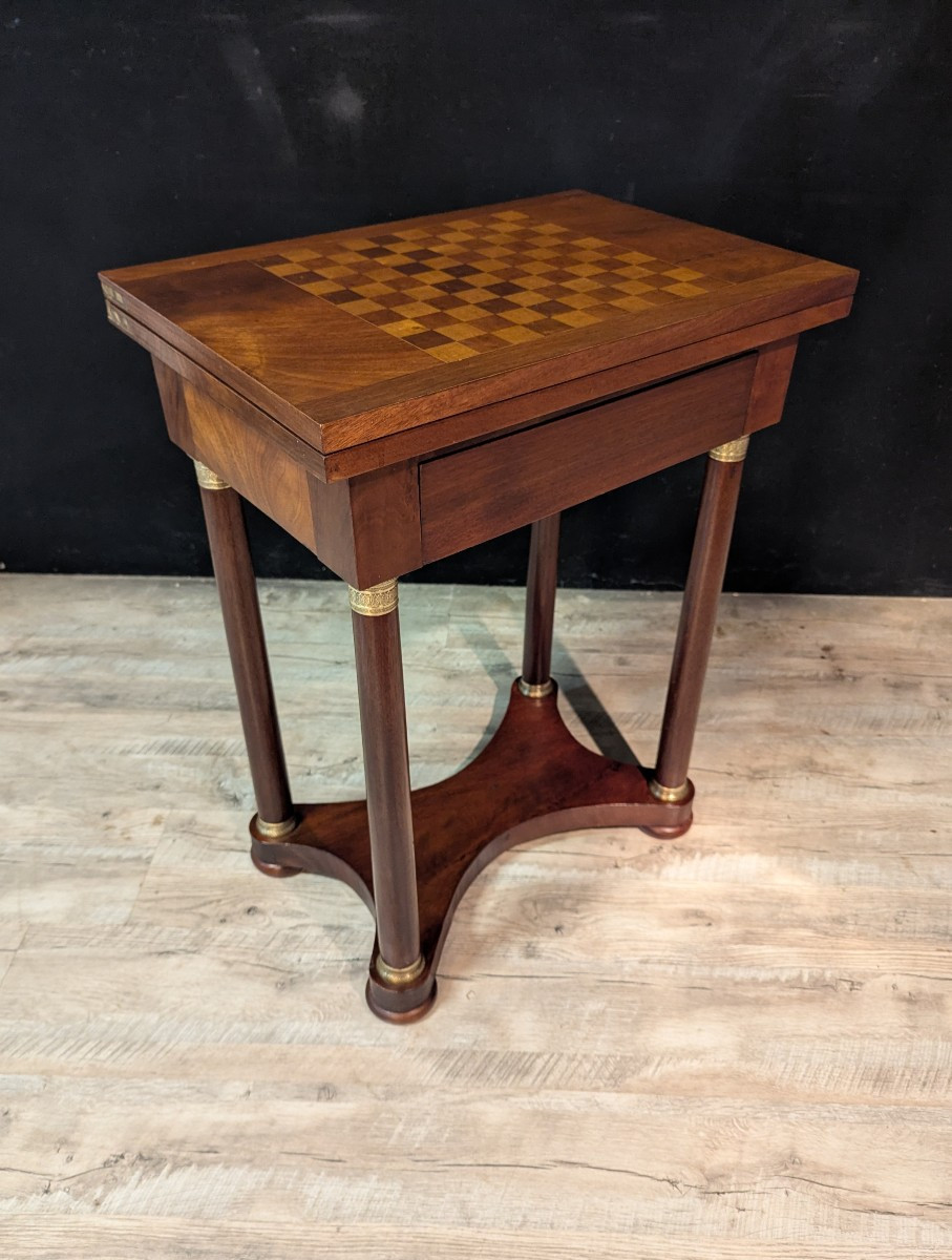 Table de jeu en acajou de style Empire-photo-3