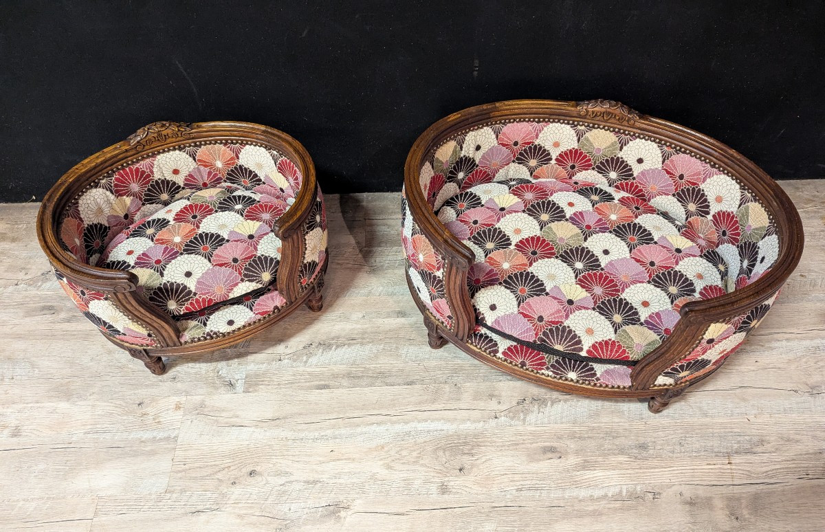 Paire de lits de repos pour animaux, style Louis XVI-photo-2