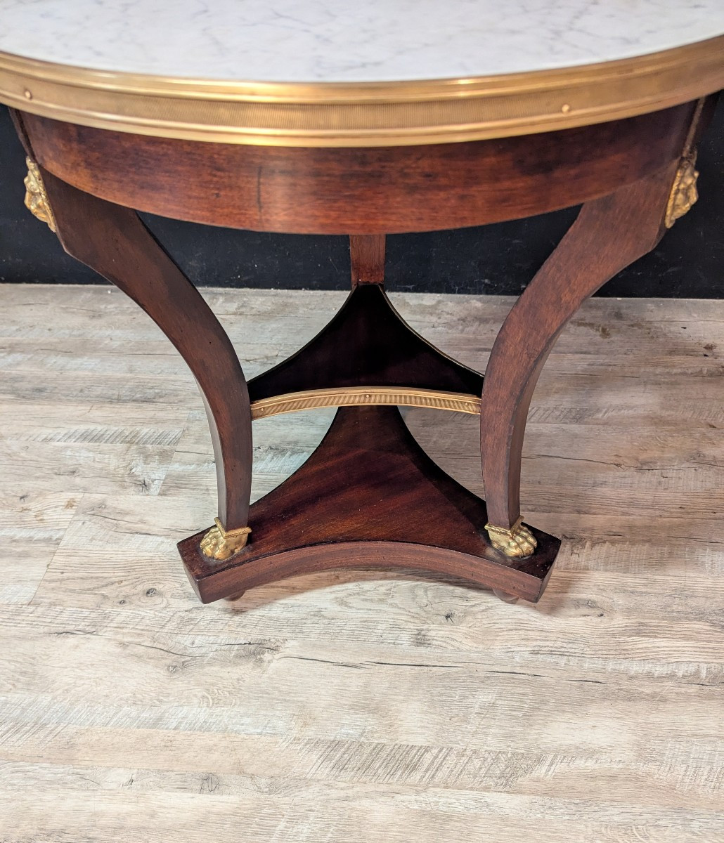 Empire Pedestal Table In Mahogany And Gilded Bronze-photo-4