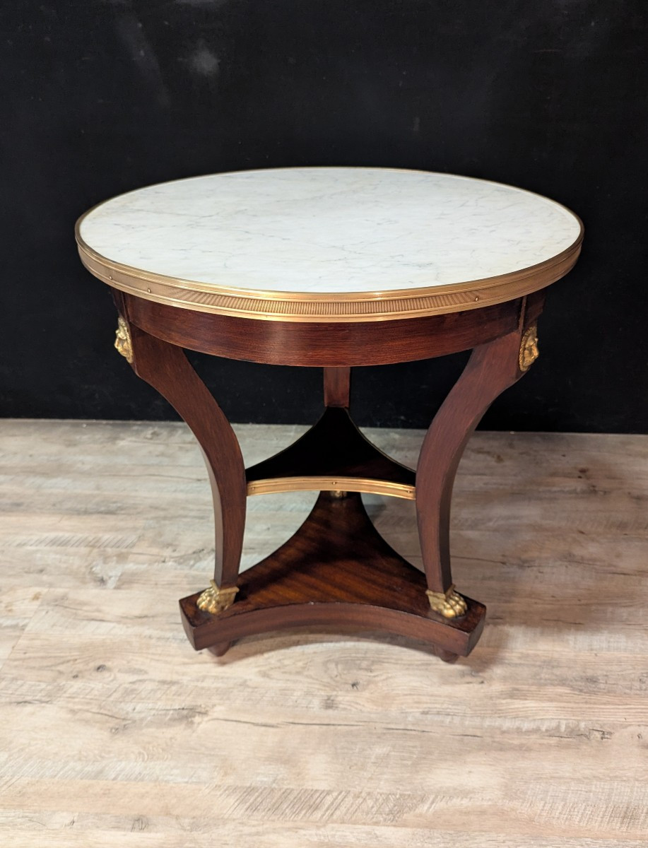 Empire Pedestal Table In Mahogany And Gilded Bronze