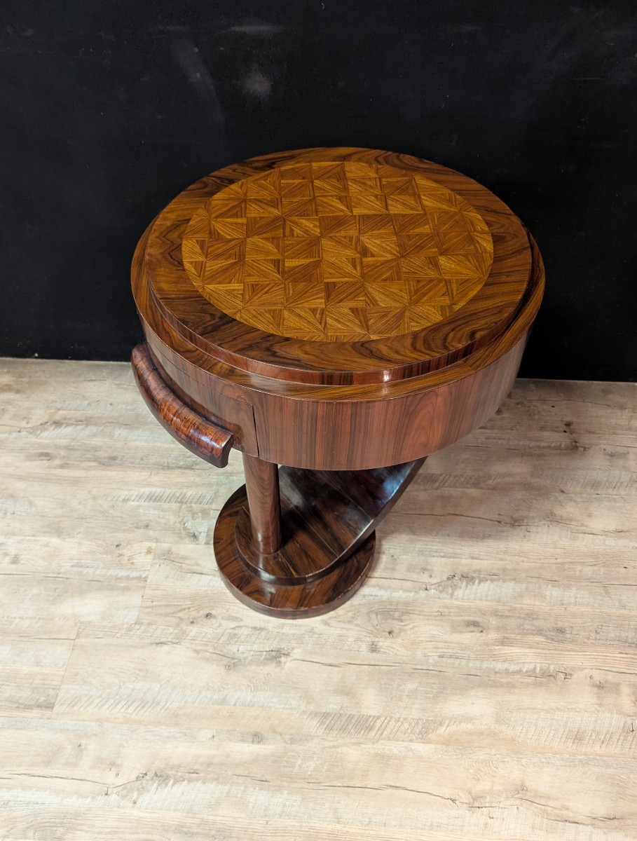 Art Deco Rosewood Pedestal Table-photo-3