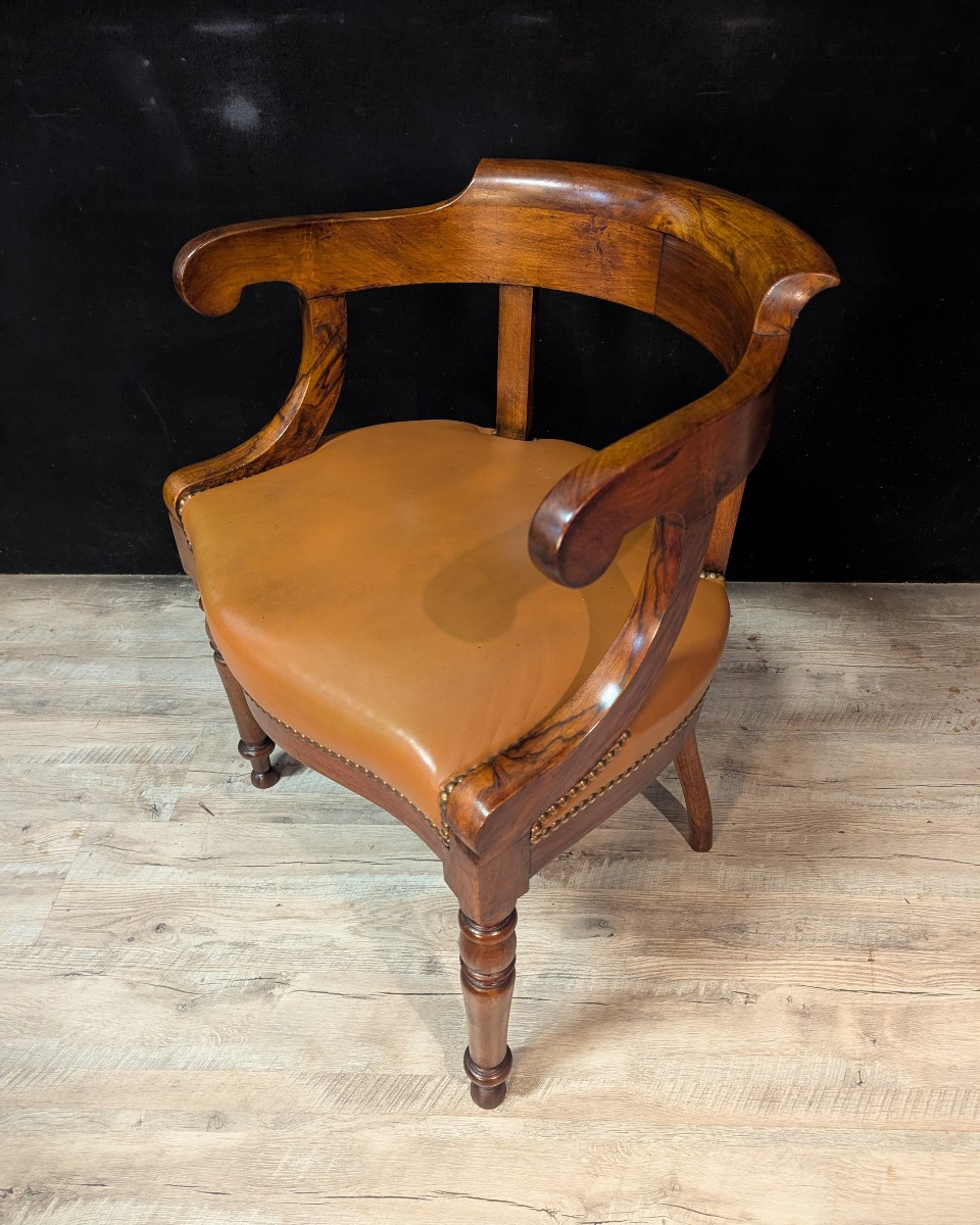 Walnut Office Chair, Restoration Period-photo-2