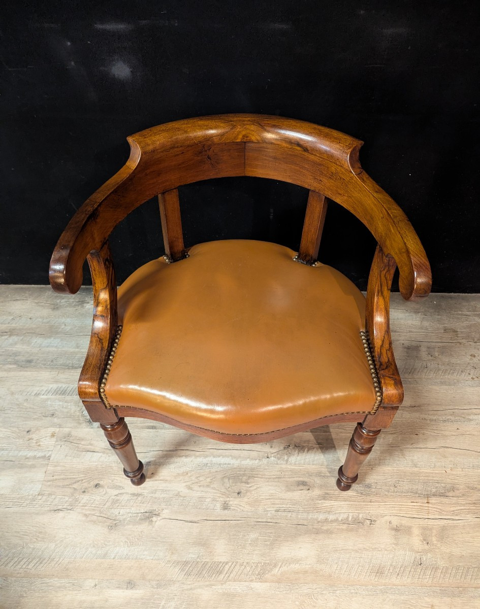 Walnut Office Chair, Restoration Period-photo-4