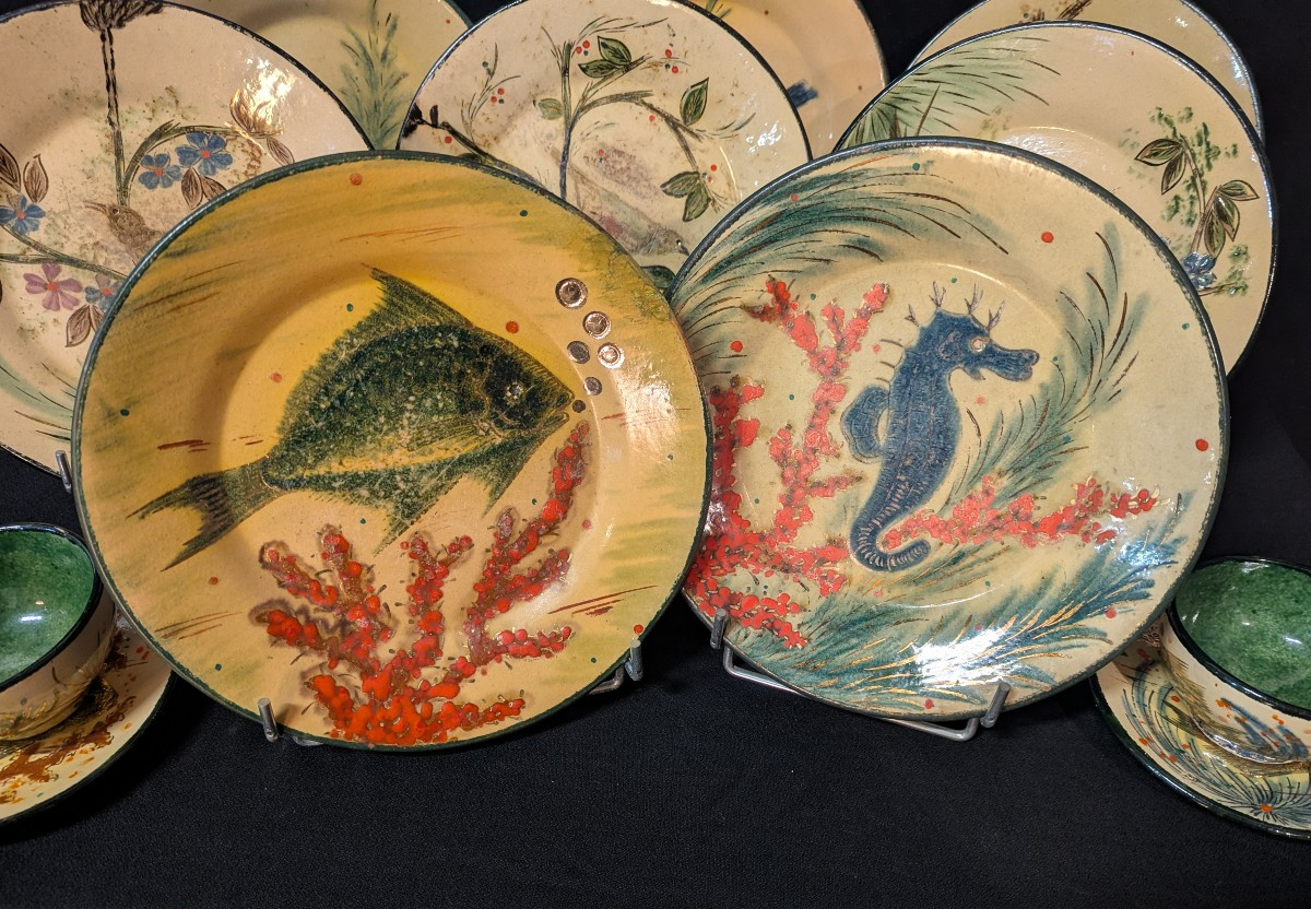 Ensemble de 10 pièces en faïence catalane  Eusebio Costa Díaz vers 1950-photo-3