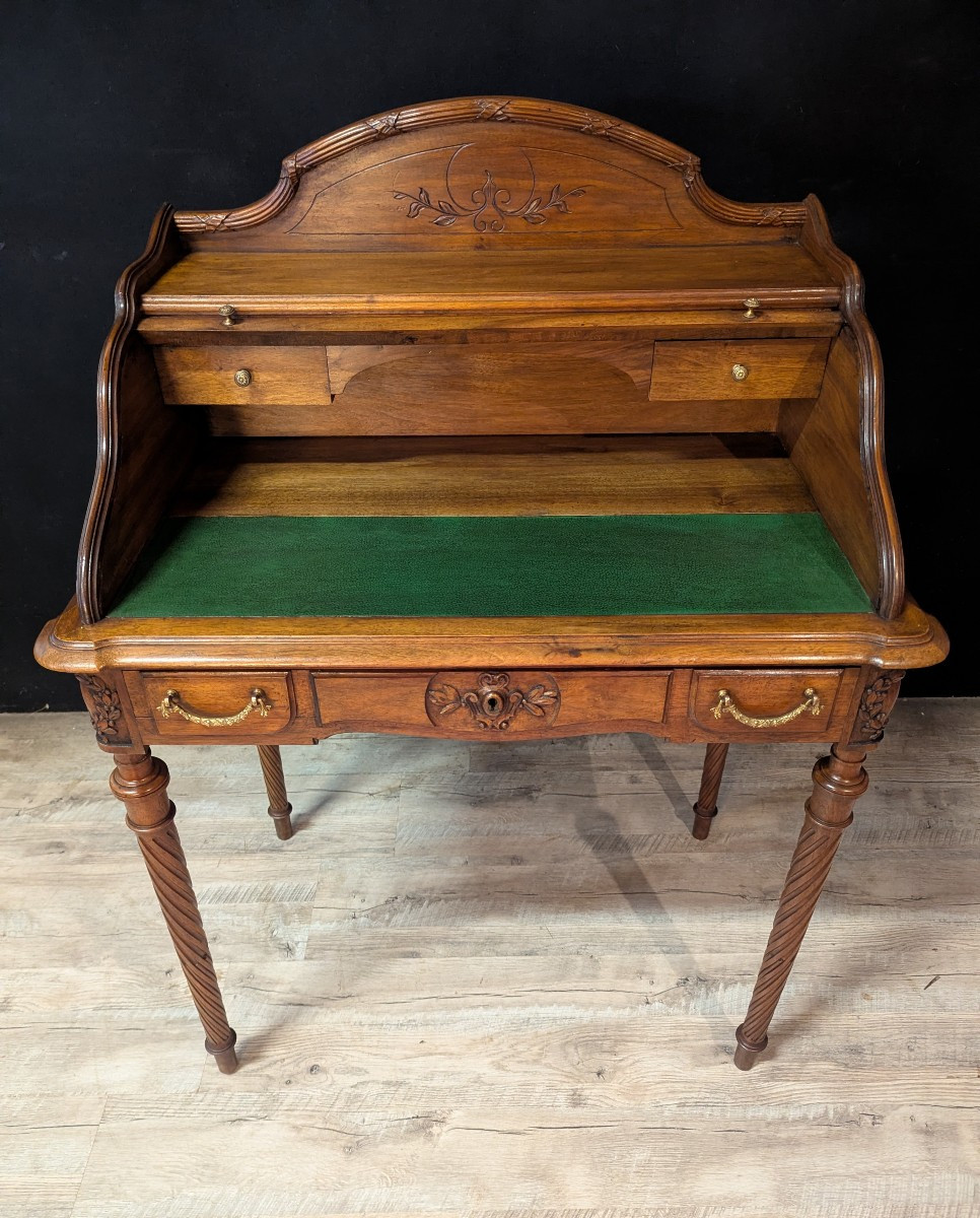 Bureau à cylindre de style Louis XVI en noyer-photo-4