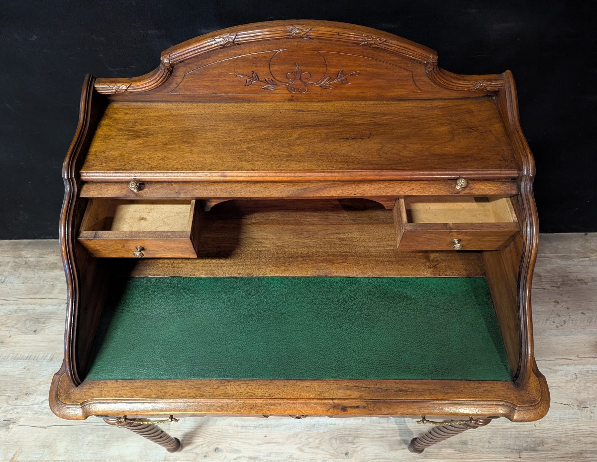 Bureau à cylindre de style Louis XVI en noyer-photo-2