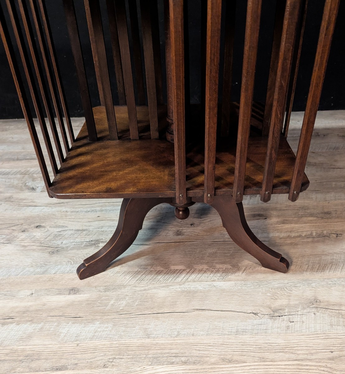 Bibliothèque tournante en noyer ​plateau en marbre-photo-4