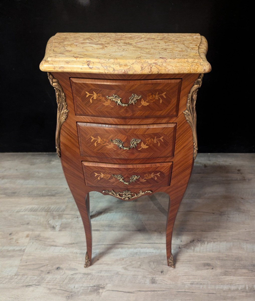 Pair Of Louis XV Style Curved Bedside Tables-photo-3
