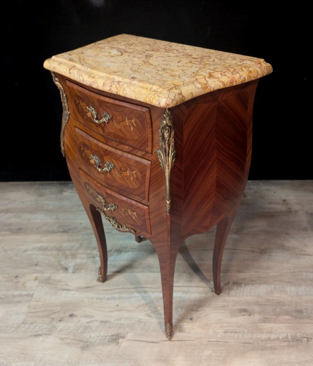 Pair Of Louis XV Style Curved Bedside Tables-photo-4