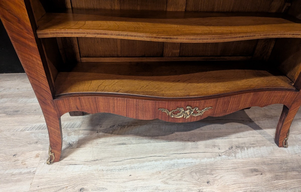 Louis XV Style Bookcase With Rosewood Marquetry And Marble Top-photo-4