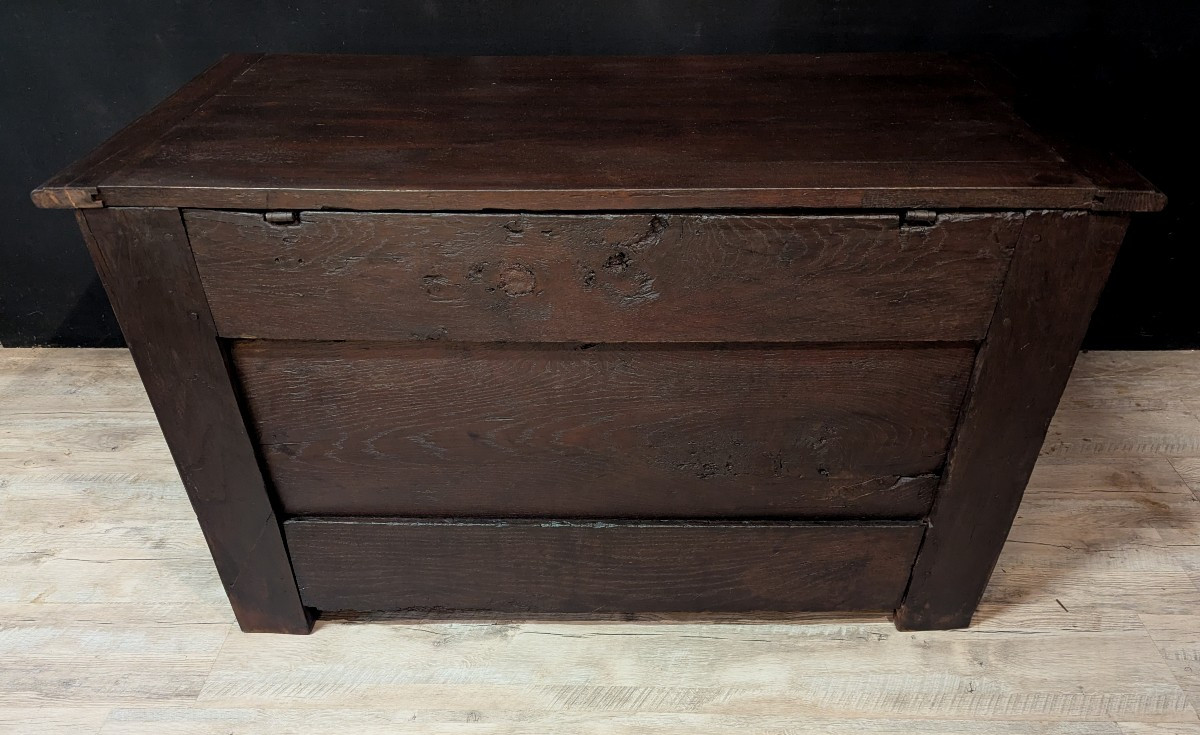 Coffre catalan en bois sculpté XVIIIe siècle-photo-3