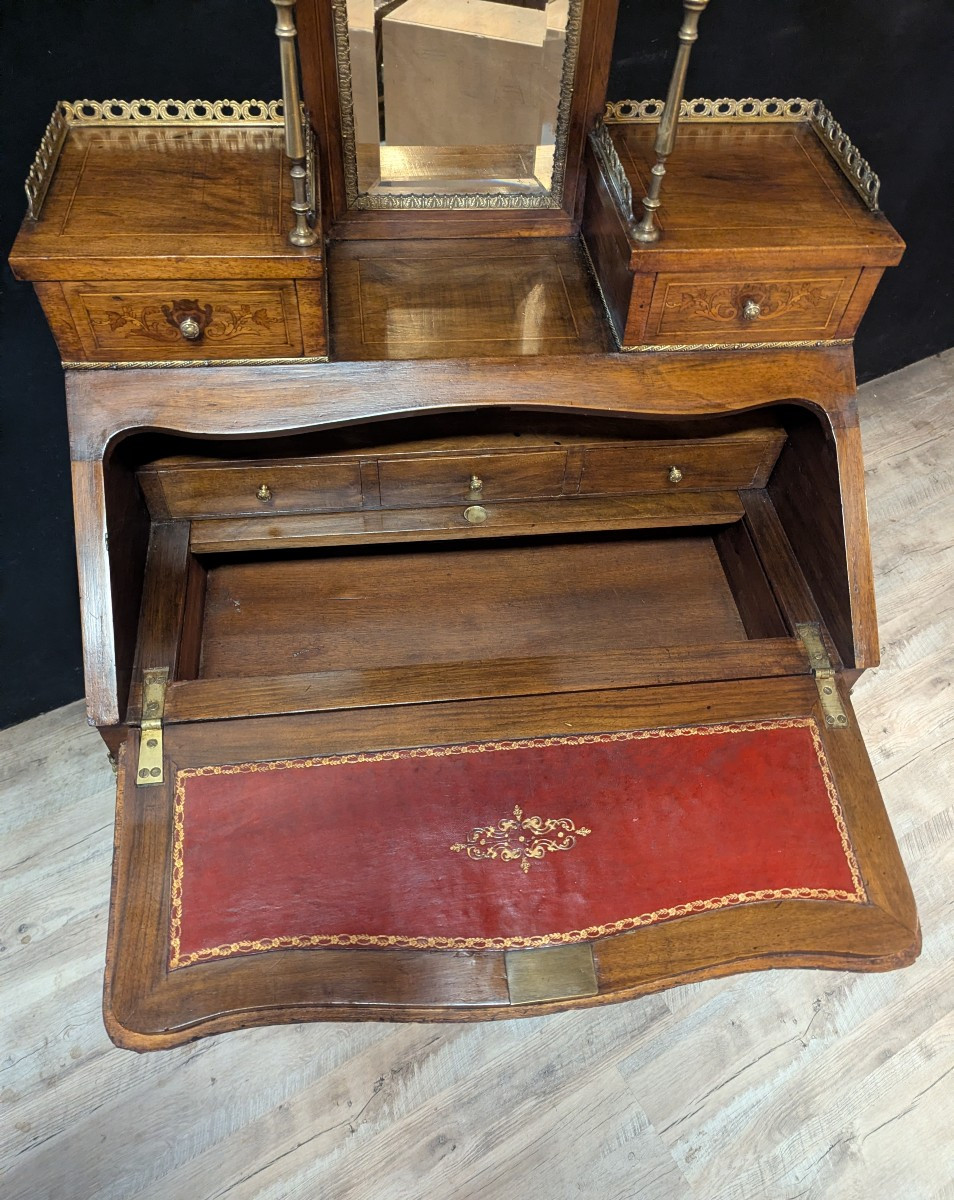 Petit secrétaire de style Louis XV en bois de rose-photo-2