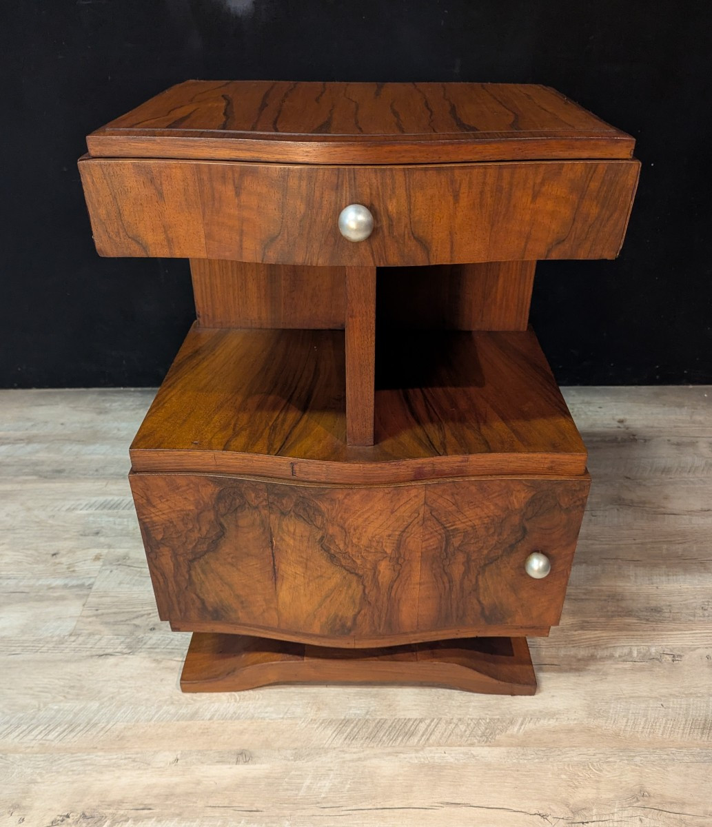 Paire de chevets Art Déco en noyer droit et gauche-photo-3