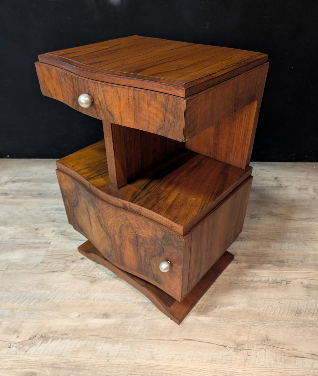 Paire de chevets Art Déco en noyer droit et gauche-photo-4