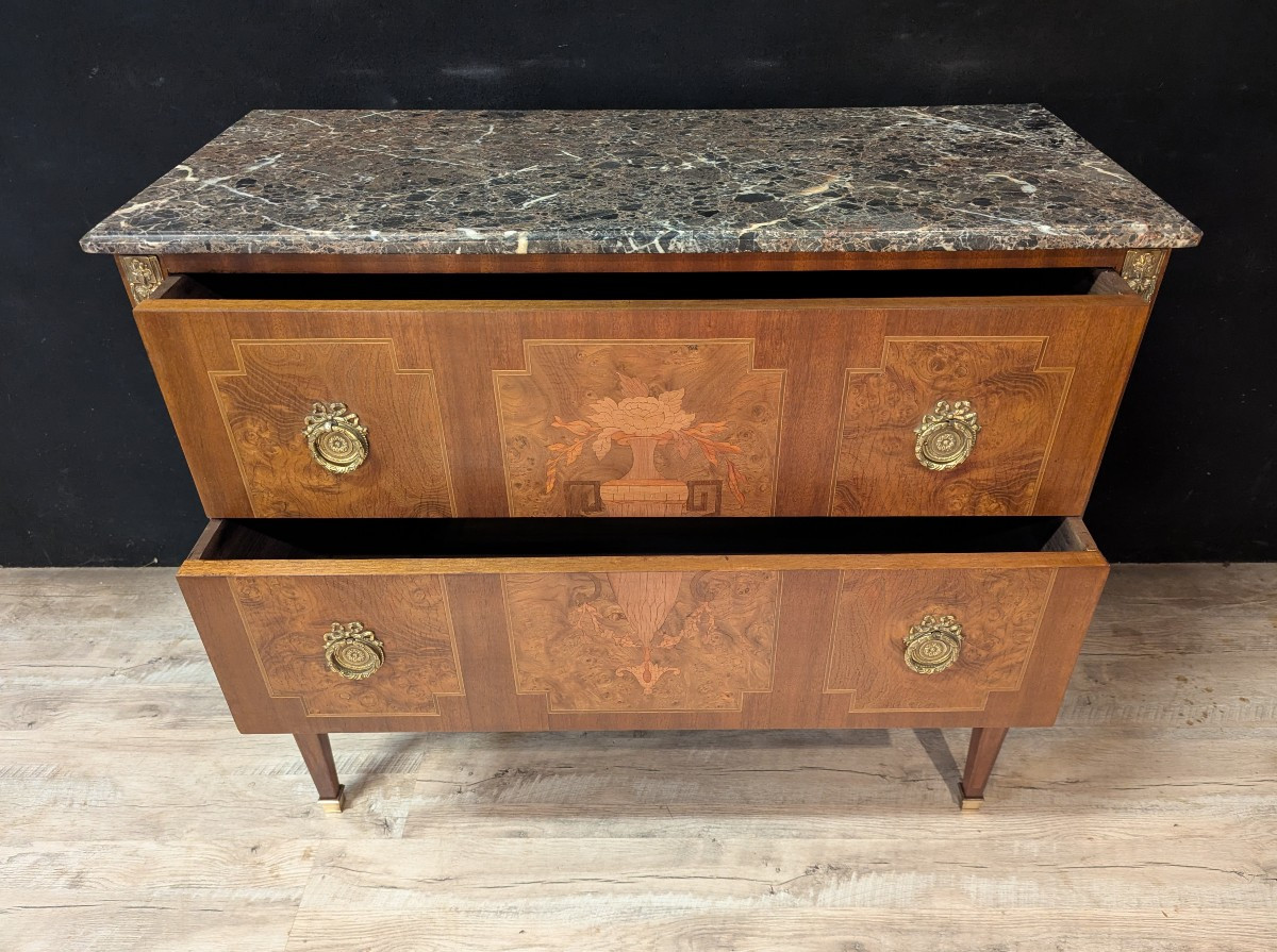 Commode de style Louis XVI en marqueterie-photo-4