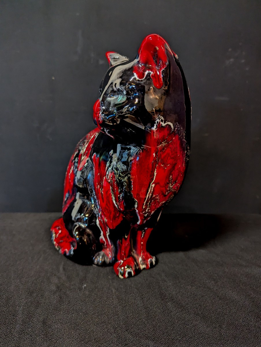 Glazed Ceramic Cat Signed Vallauris-photo-2