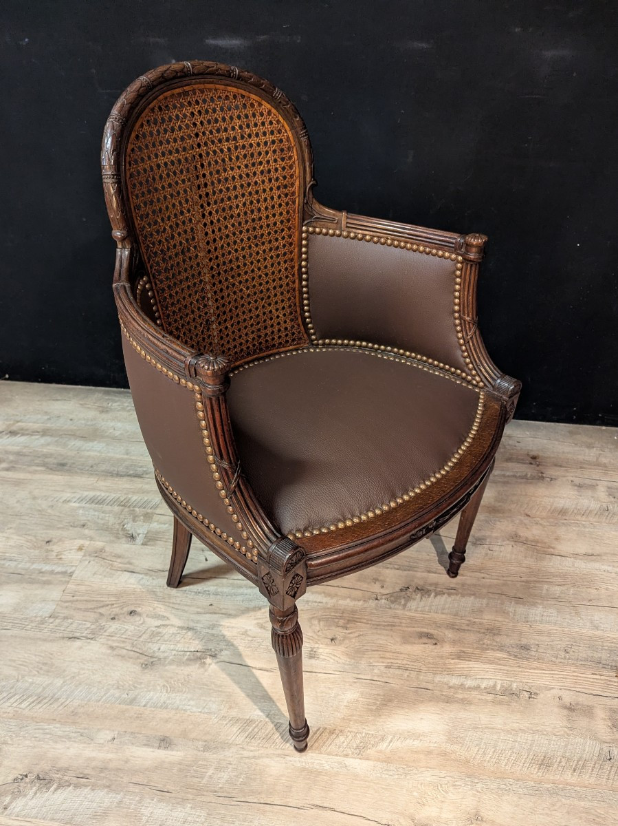 Fauteuil de bureau Louis XVI cannage-photo-3