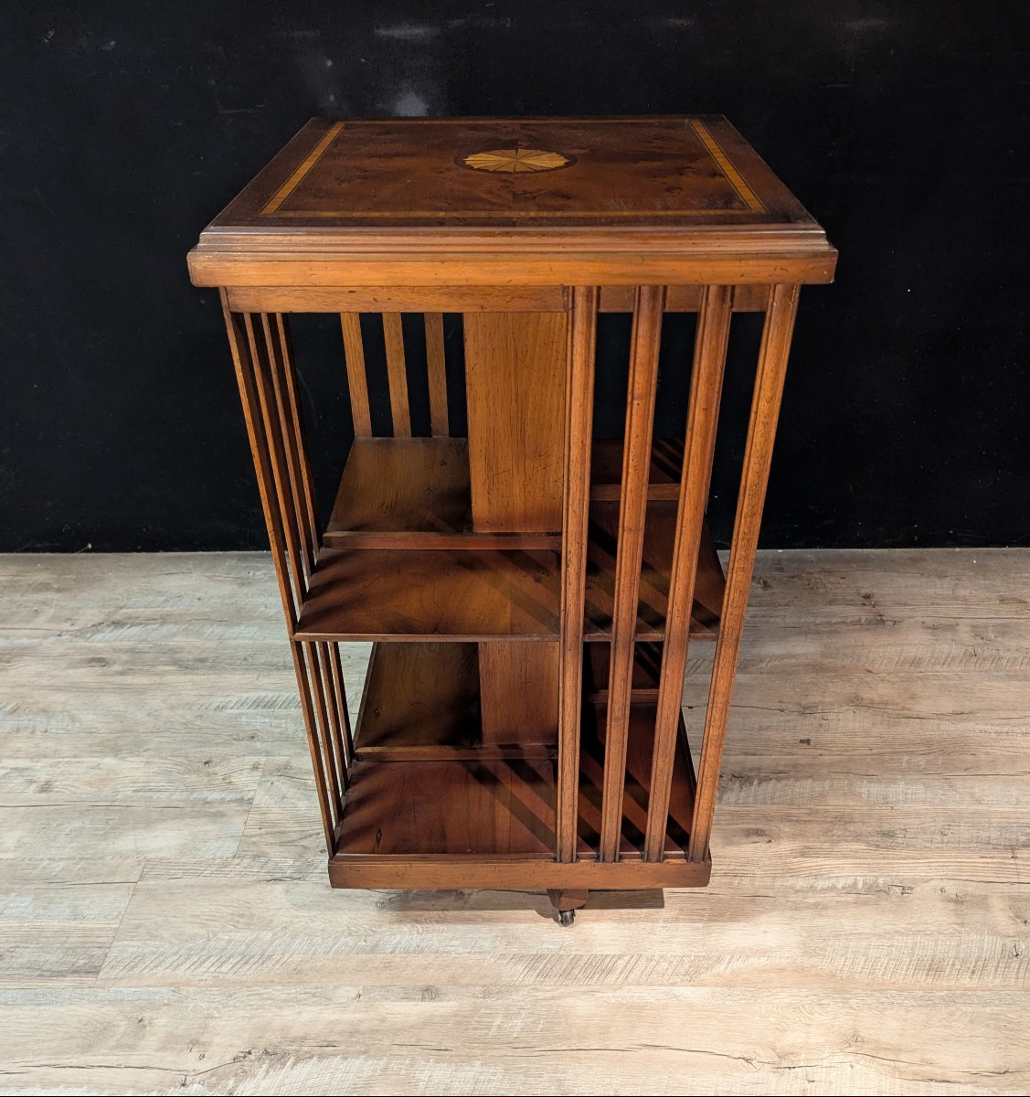 English Revolving Bookcase In Mahogany And Marquetry-photo-2