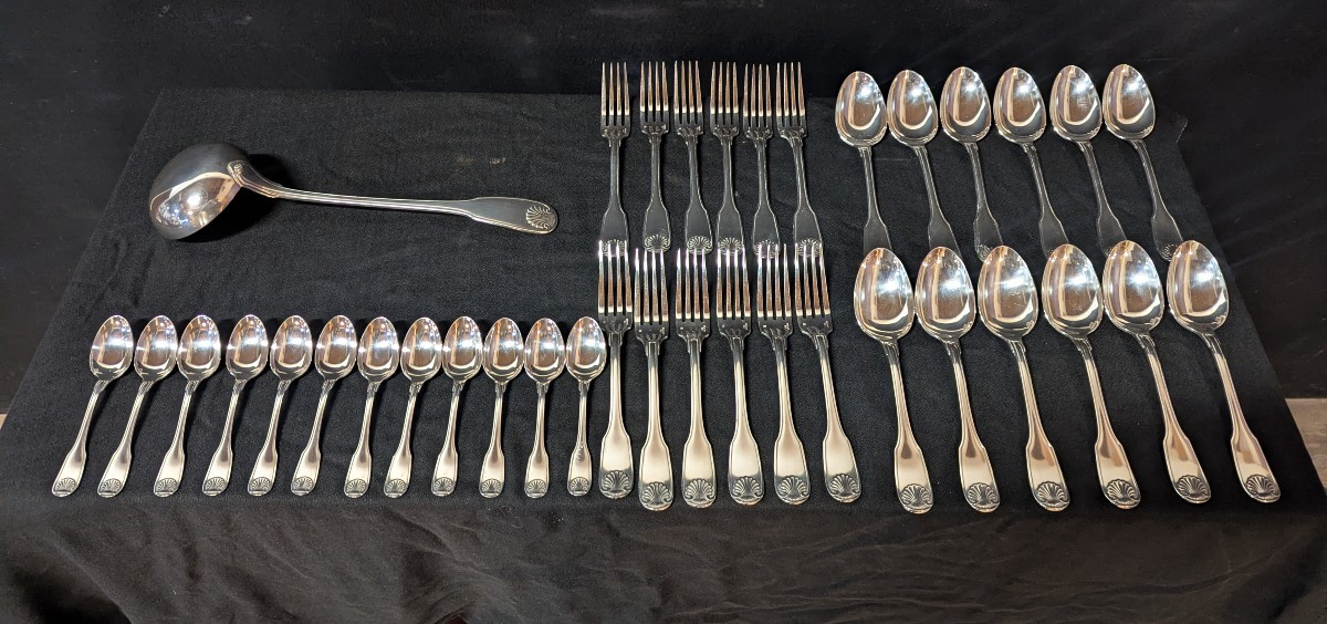 Christofle Vendôme Model Silver-plated Metal Crockery Set - Original Case-photo-2