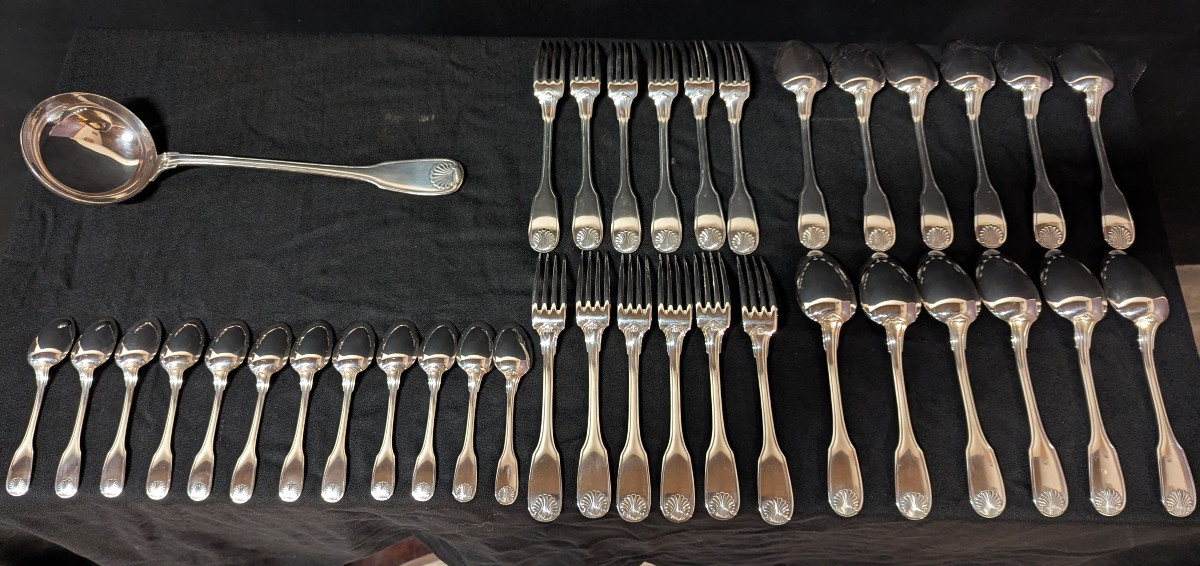 Christofle Vendôme Model Silver-plated Metal Crockery Set - Original Case-photo-3