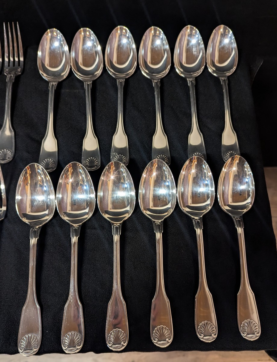 Christofle Vendôme Model Silver-plated Metal Crockery Set - Original Case-photo-4