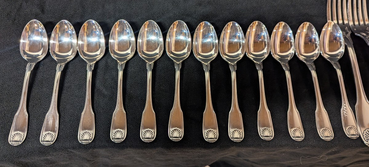 Christofle Vendôme Model Silver-plated Metal Crockery Set - Original Case-photo-2