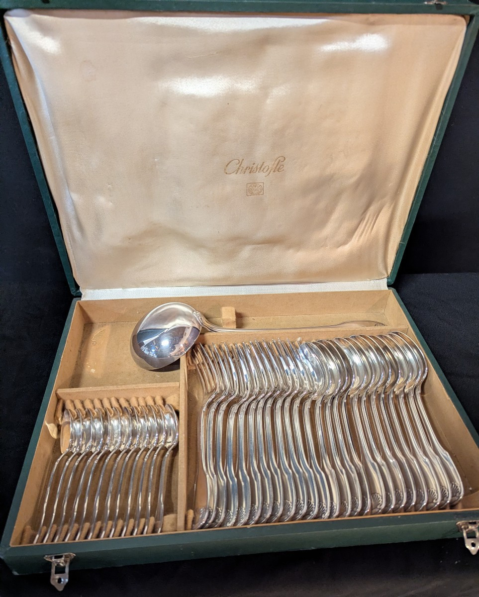 Christofle Vendôme Model Silver-plated Metal Crockery Set - Original Case