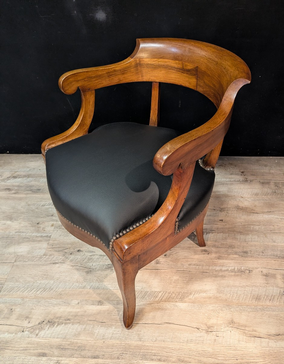 Fauteuil de bureau en noyer – époque Restauration – XIXe siècle-photo-2