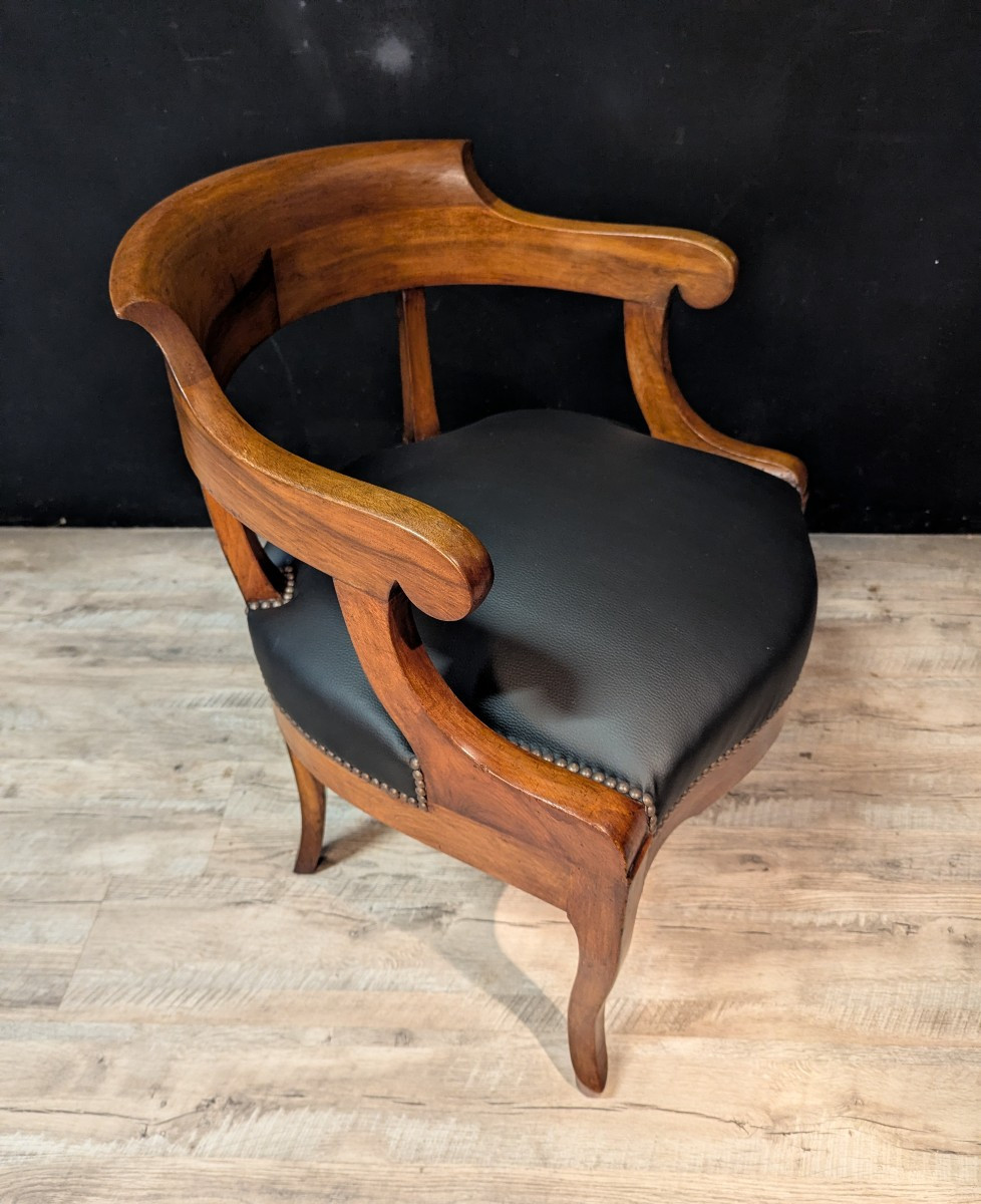 Fauteuil de bureau en noyer – époque Restauration – XIXe siècle-photo-3