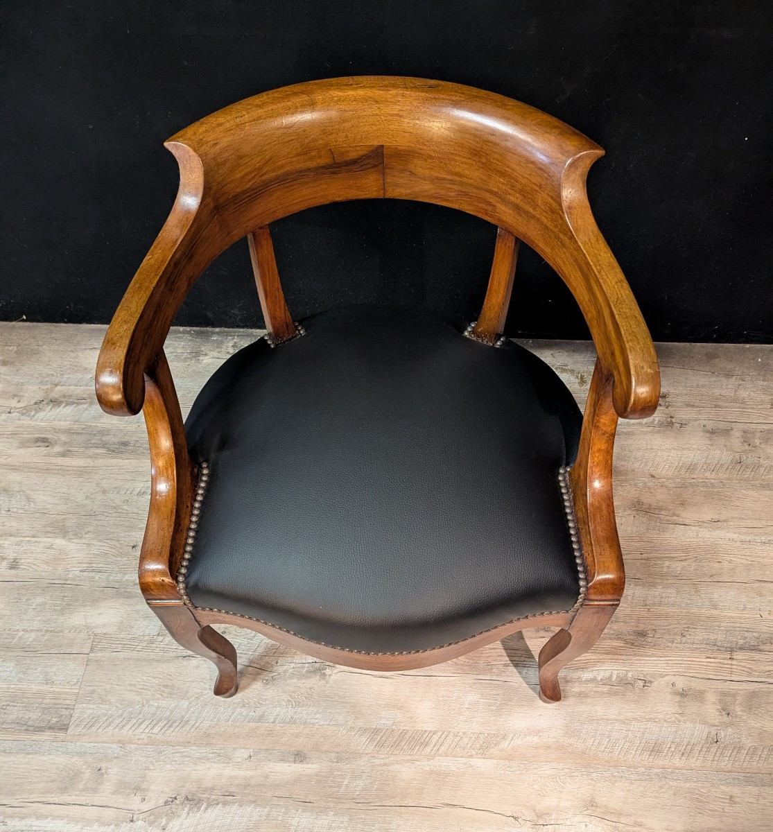 Fauteuil de bureau en noyer – époque Restauration – XIXe siècle-photo-4