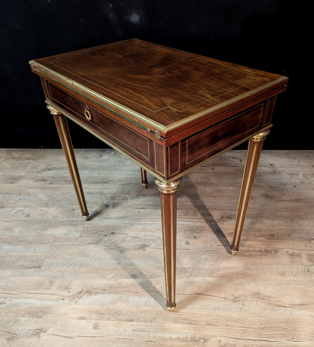 Louis XVI Transformable Game Table Mahogany And Gilded Brass-photo-2